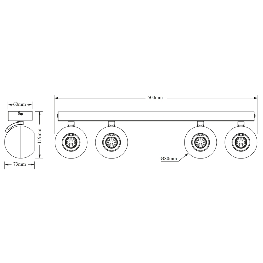 Osram - Spotarmatuur SPOT SPHERAL 4xGU10/6W/230V zwart