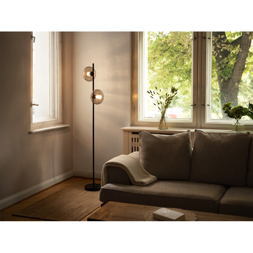 Osram - Staande lamp DECOR SMOKE 2xE14/12W/230V zwart/rookgrijs