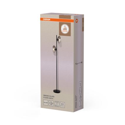 Osram - Staande lamp DECOR SMOKE 2xE14/12W/230V zwart/rookgrijs