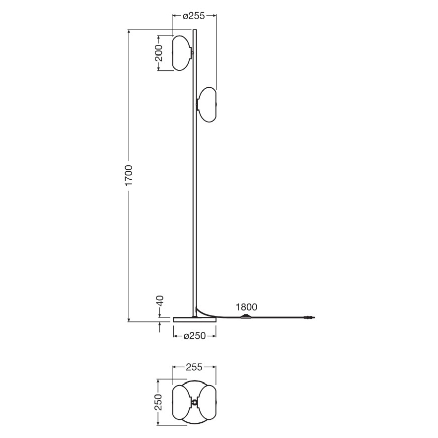 Osram - Staande lamp DECOR SMOKE 2xE14/12W/230V zwart/rookgrijs
