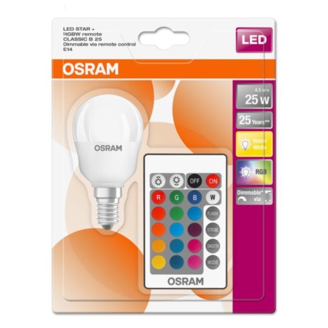 Osram Star - LED RGBW lamp  E14/4,5W/230V 2700K + AB