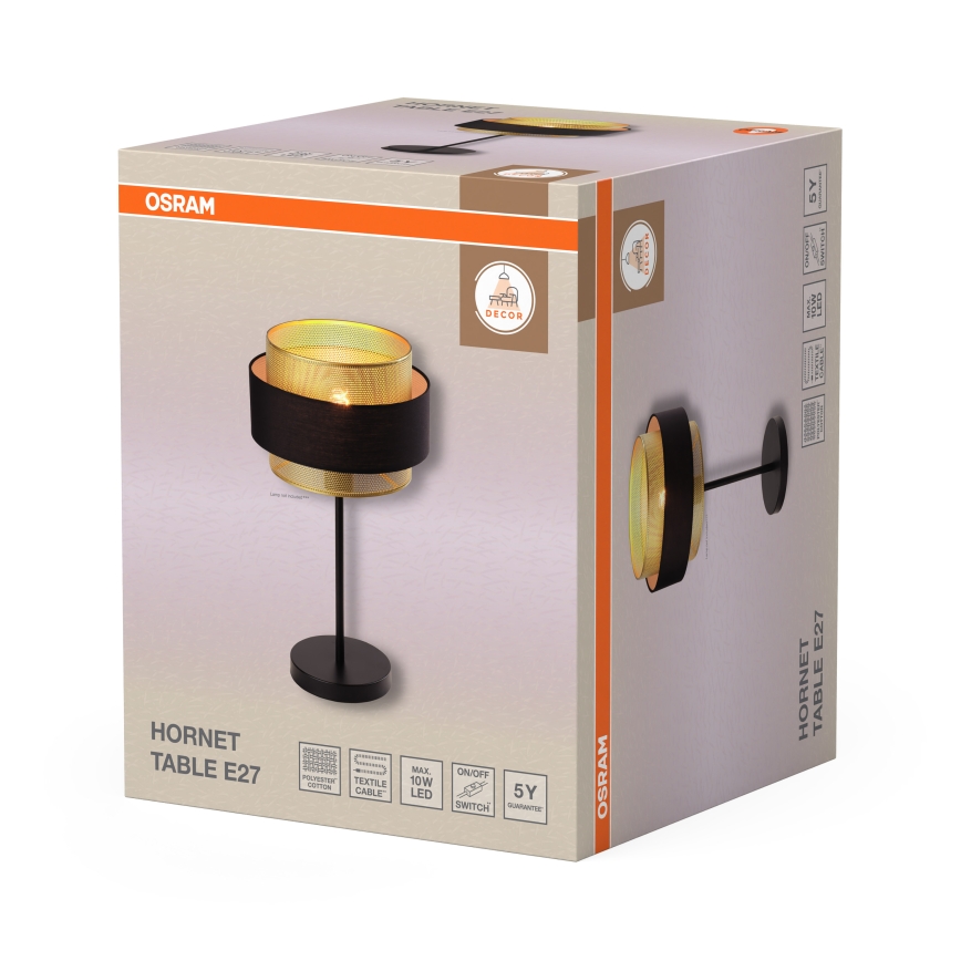 Osram - Tafellamp DECOR HORNET 1xE27/10W/230V zwart/goud