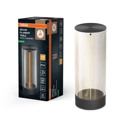 Osram - Dimbare aanraak-buitentafellamp ENDURA STYLE LED/1,5W/5V 2500 mAh USB IP54 antraciet