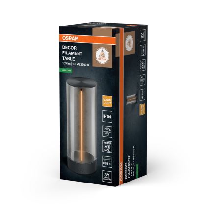 Osram - Dimbare aanraak-buitentafellamp ENDURA STYLE LED/1,5W/5V 2500 mAh USB IP54 antraciet
