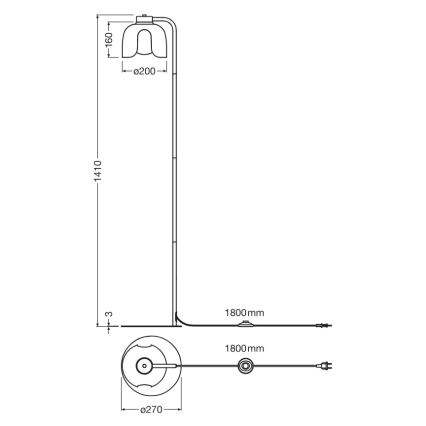 Osram - Vloerlamp DECOR COROLLE 1xE27/15W/230V zwart/goud