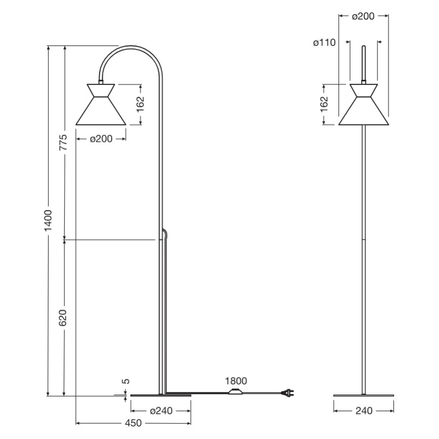 Osram - Vloerlamp DECOR WAIST 1xE27/40W/230V zwart