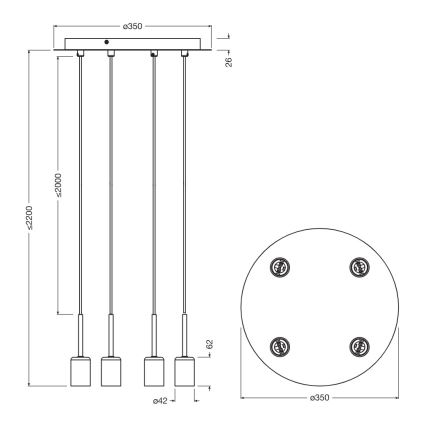 Osram - Voedingskabel NEEDLE PENDANT 4xE27/25W/230V beige