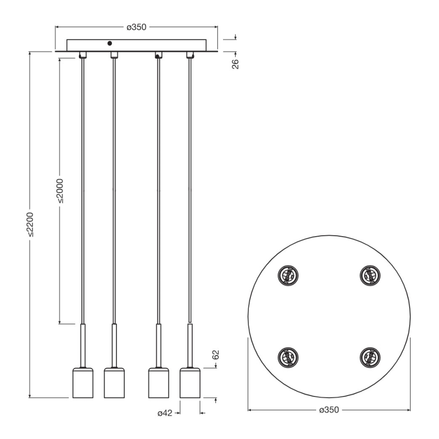 Osram - Voedingskabel NEEDLE PENDANT 4xE27/25W/230V beige