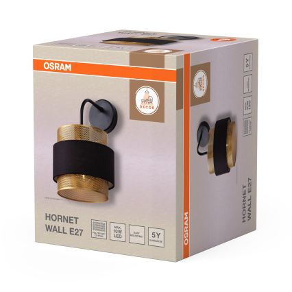 Osram - Wandlamp DECOR HORNET 1xE27/10W/230V zwart/goud