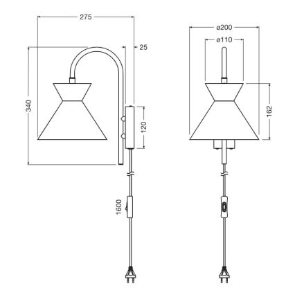 Osram - Wandlamp DECOR WAIST 1xE27/40W/230V zwart