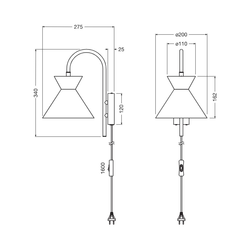 Osram - Wandlamp DECOR WAIST 1xE27/40W/230V zwart