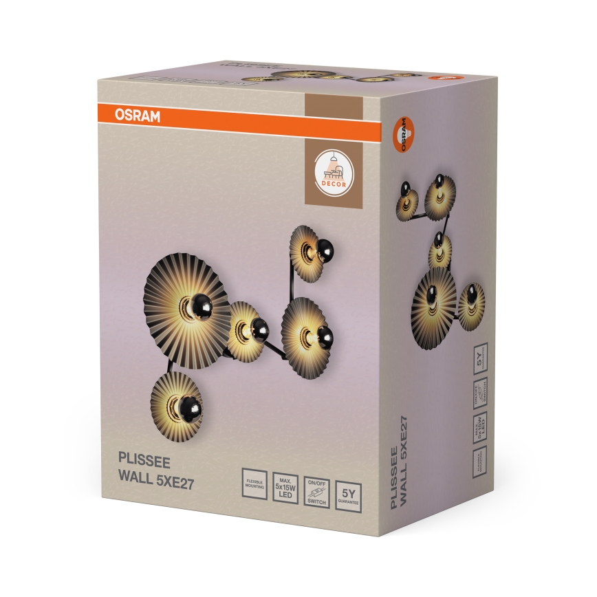 Osram - Wandlamp PLISSEE 5xE27/15W/230V antraciet