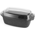 Ovenschaal met deksel 32x20x11 cm zwart