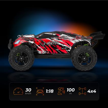 Overmax - RC-auto met afstandsbediening X-MONSTER 3.5 1700 mAh zwart/rood/groen