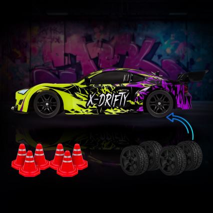 Overmax - RC-driftauto met afstandsbediening X-DRIFT 1000 mAh geel/paars
