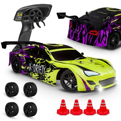 Overmax - RC-driftauto met afstandsbediening X-DRIFT 1000 mAh geel/paars