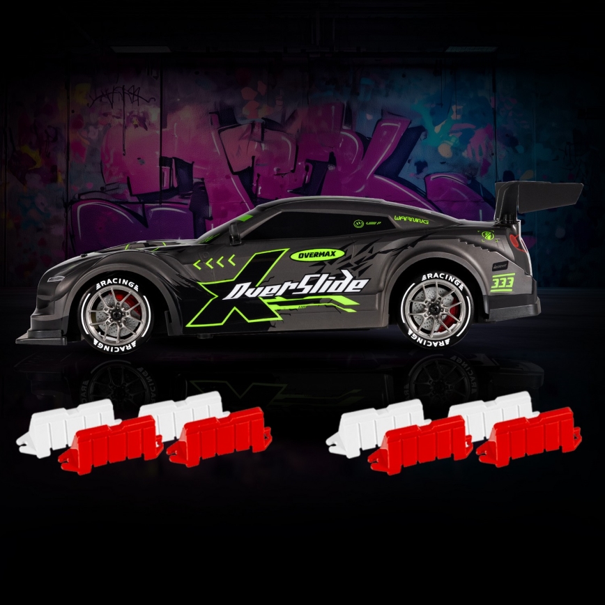 Overmax - RC-driftauto met afstandsbediening X-OVERSLIDE 1000 mAh zwart/groen/blauw/rood