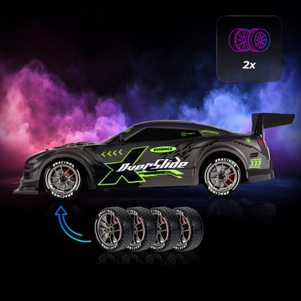 Overmax - RC-driftauto met afstandsbediening X-OVERSLIDE 1000 mAh zwart/groen/blauw/rood