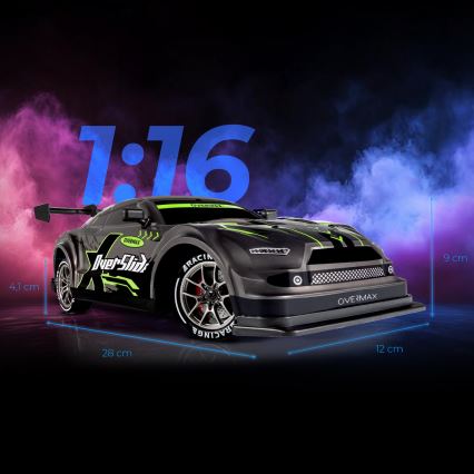 Overmax - RC-driftauto met afstandsbediening X-OVERSLIDE 1000 mAh zwart/groen/blauw/rood