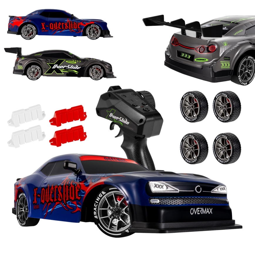Overmax - RC-driftauto met afstandsbediening X-OVERSLIDE 1000 mAh zwart/groen/blauw/rood