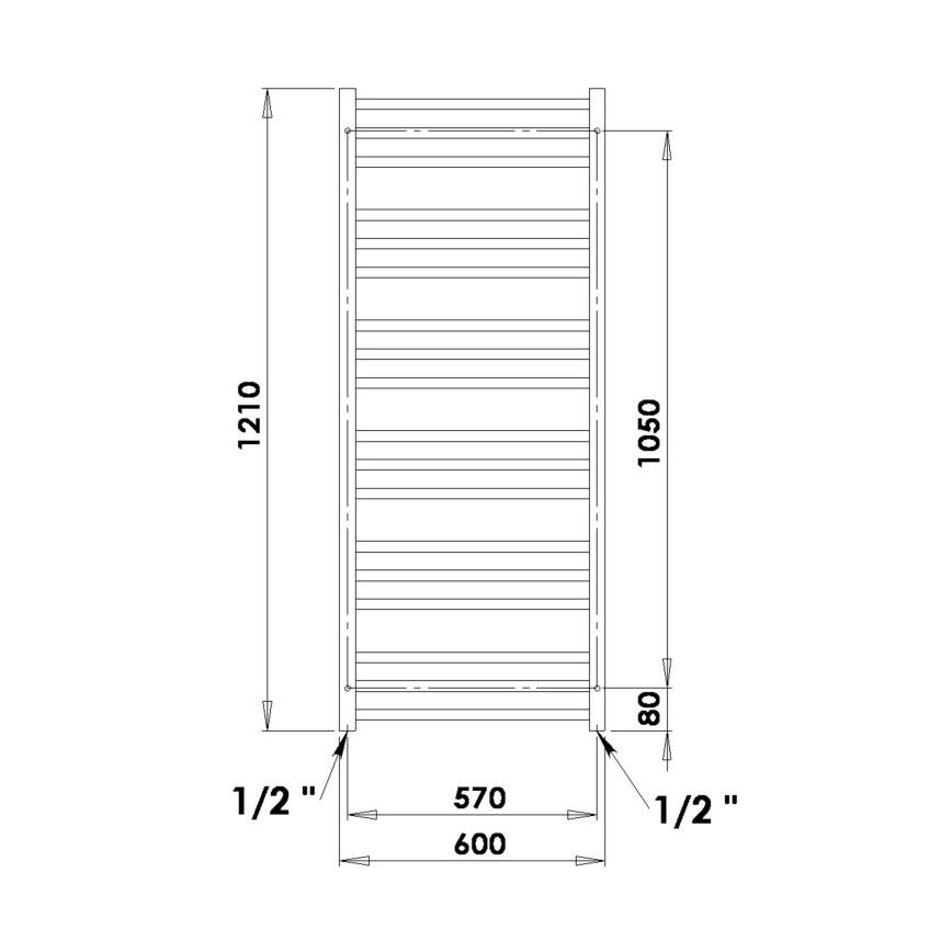 P.M.H. AV4W - Handdoekradiator AVENTO 567 W 121 cm wit