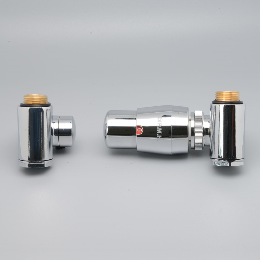 P.M.H. INTER-RC - Radiatorkraan met thermostatische kop INTER, rechts, glanzend chroom