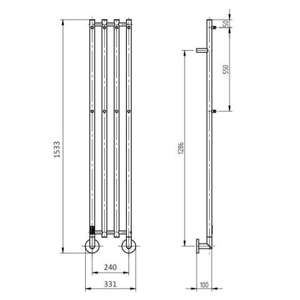 P.M.H. MO1B-RK - Elektrische handdoekradiator MONA 93W/230V 153,3 cm IP44 zwart