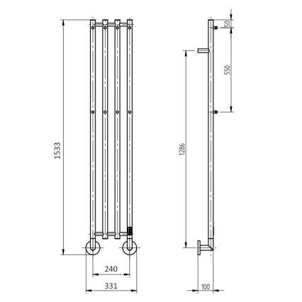 P.M.H. MO1SS-L - Elektrische handdoekdroger MONA 93W/230V 153,3 cm IP44 gepolijst roestvrij staal