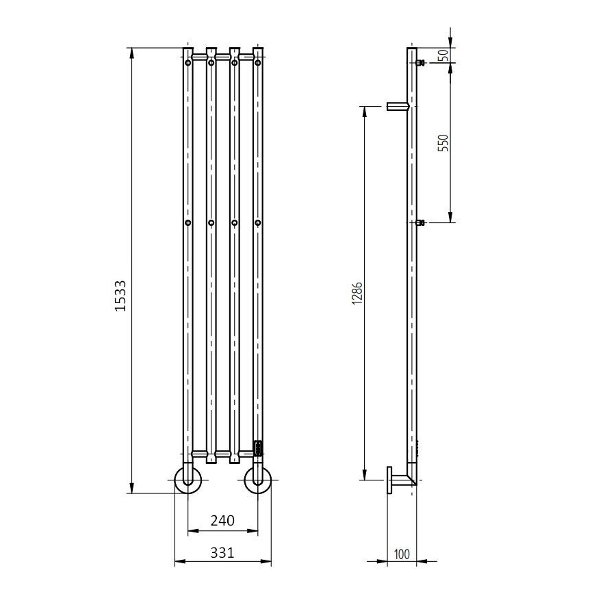 P.M.H. MO1SS-L - Elektrische handdoekdroger MONA 93W/230V 153,3 cm IP44 gepolijst roestvrij staal