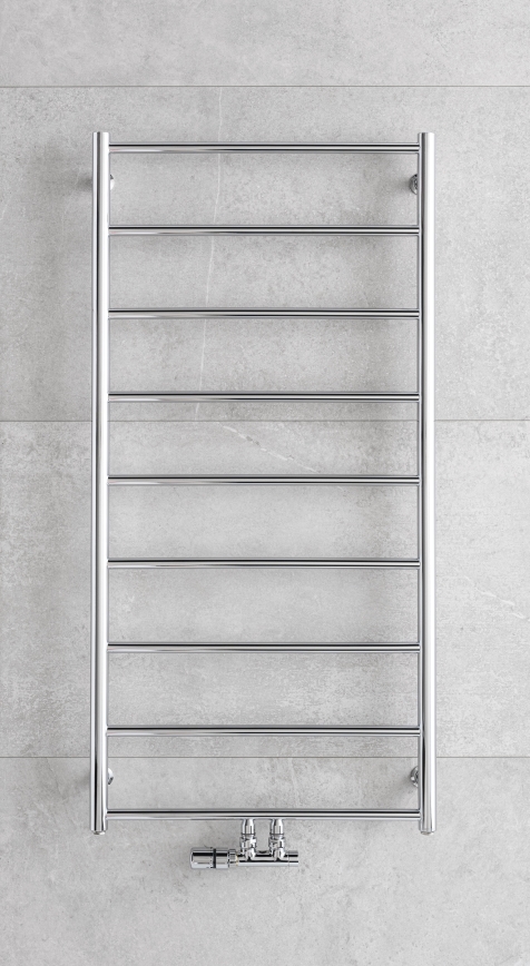 P.M.H. NS4C-M - Laddervormige handdoekradiator voor badkamer NAAS 222W 121 cm glanzend chroom