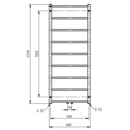 P.M.H. NS4C-M - Laddervormige handdoekradiator voor badkamer NAAS 222W 121 cm glanzend chroom