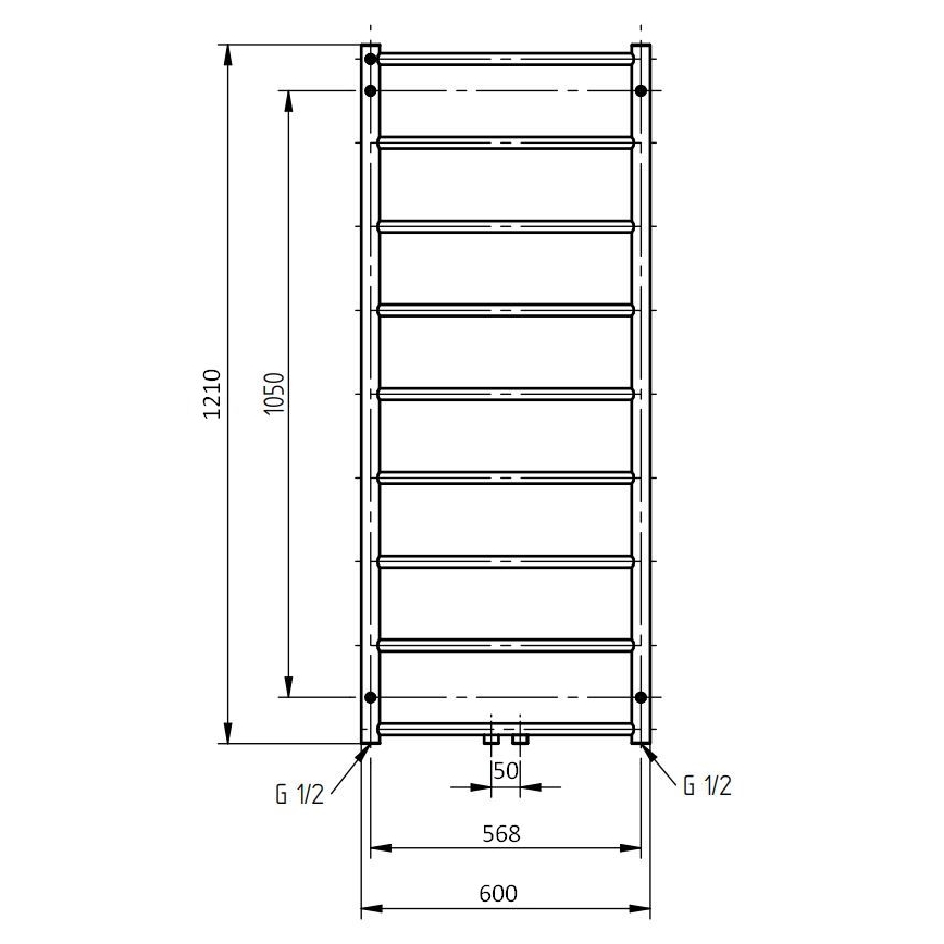 P.M.H. NS4W-M - Badkamer handdoekradiator NAAS 349W 121 cm wit
