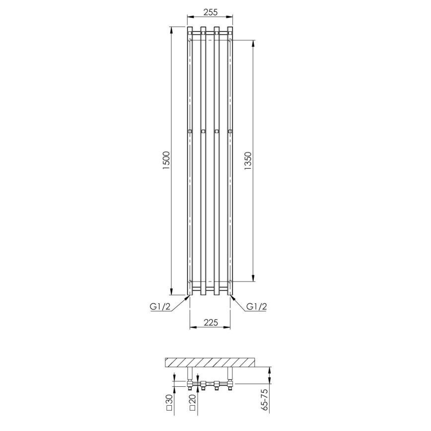 P.M.H. PX2C/4 - Badkamer handdoekradiator PLUTO X 350W 150 cm glanzend chroom