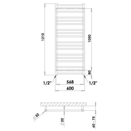 P.M.H. SN4W - Badkamer handdoekradiator SORANO 470W 121 cm wit