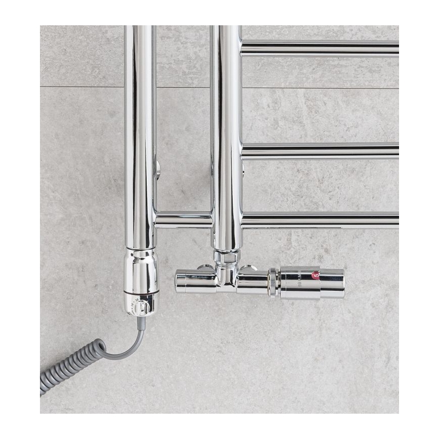 P.M.H. T2C - Badkamer handdoekradiator THEIA 352W 154 cm rechts/glanzend chroom