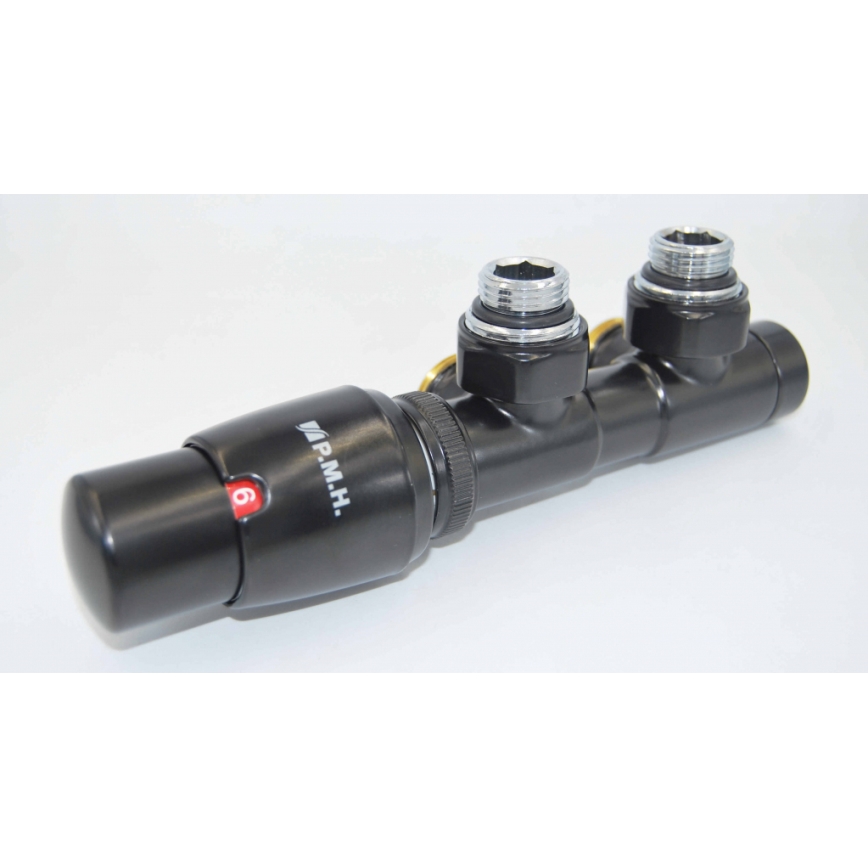 P.M.H. TERM-LB-EK - Ventiel met thermostatische kop TERM links/zwart