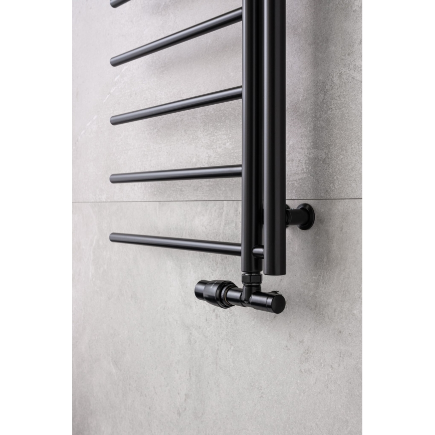 P.M.H. UNIKO-LB-EK - Radiatorkraan met thermostatische kop UNIKO, links/zwart