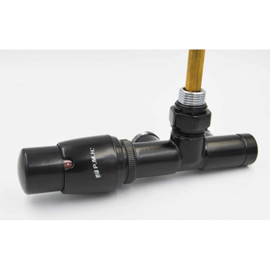 P.M.H. UNIKO-LB-EK - Radiatorkraan met thermostatische kop UNIKO, links/zwart