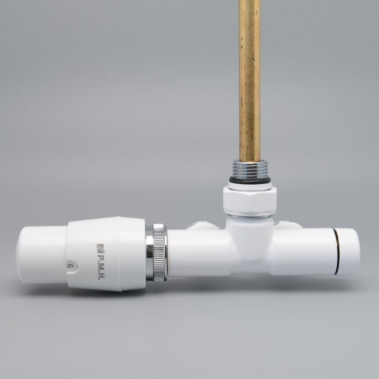 P.M.H. UNIKO-LW-EK - Radiatorkraan met thermostatische kop UNIKO links/wit