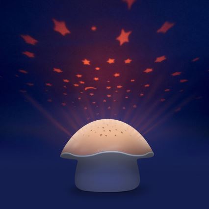 PABOBO - Projector met melody STAR MUSHROOM 3xAA Zalm roze