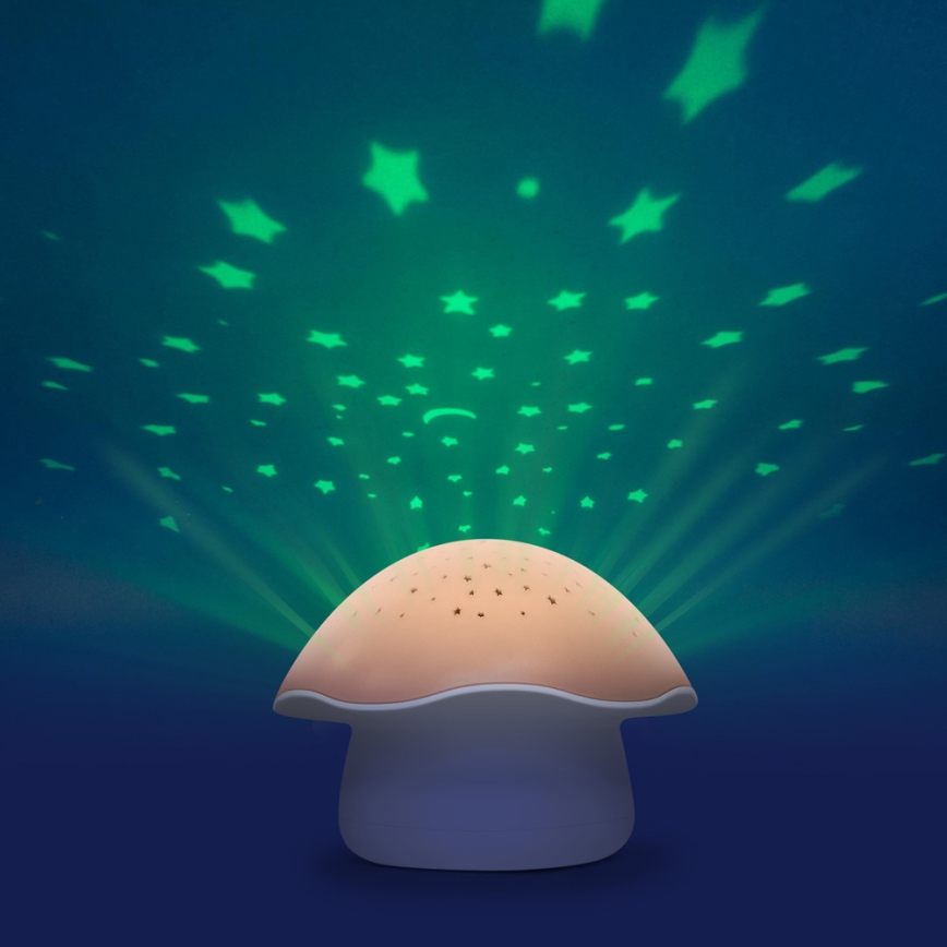 PABOBO - Projector met melody STAR MUSHROOM 3xAA Zalm roze