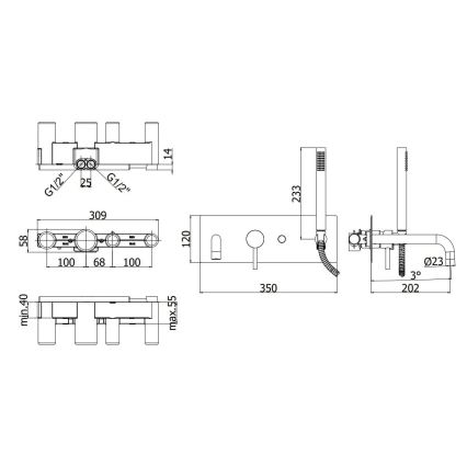 Paffoni - Badset LIGHT mat chroom