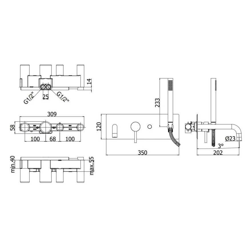 Paffoni - Badset LIGHT mat chroom