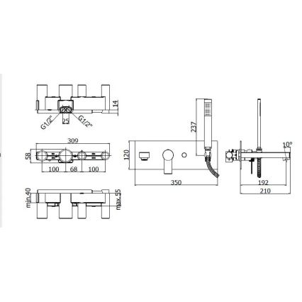 Paffoni - Badset met inbouwmengkraan TANGO glanzend chroom