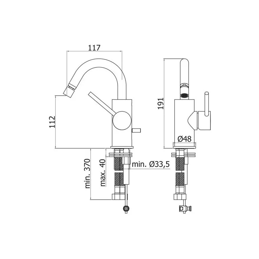 Paffoni - Bidetkraan LIGHT zwart