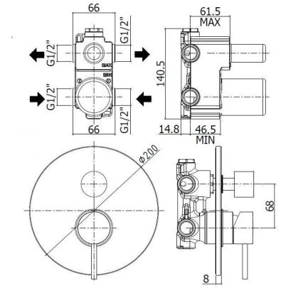 Paffoni - Douchekraan voor inbouw LIGHT RVS