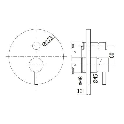 Paffoni - Douchekraan voor inbouwmontage LIGHT, glanzend chroom