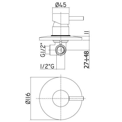 Paffoni - Douchemengkraan voor inbouw LIGHT, glanzend chroom