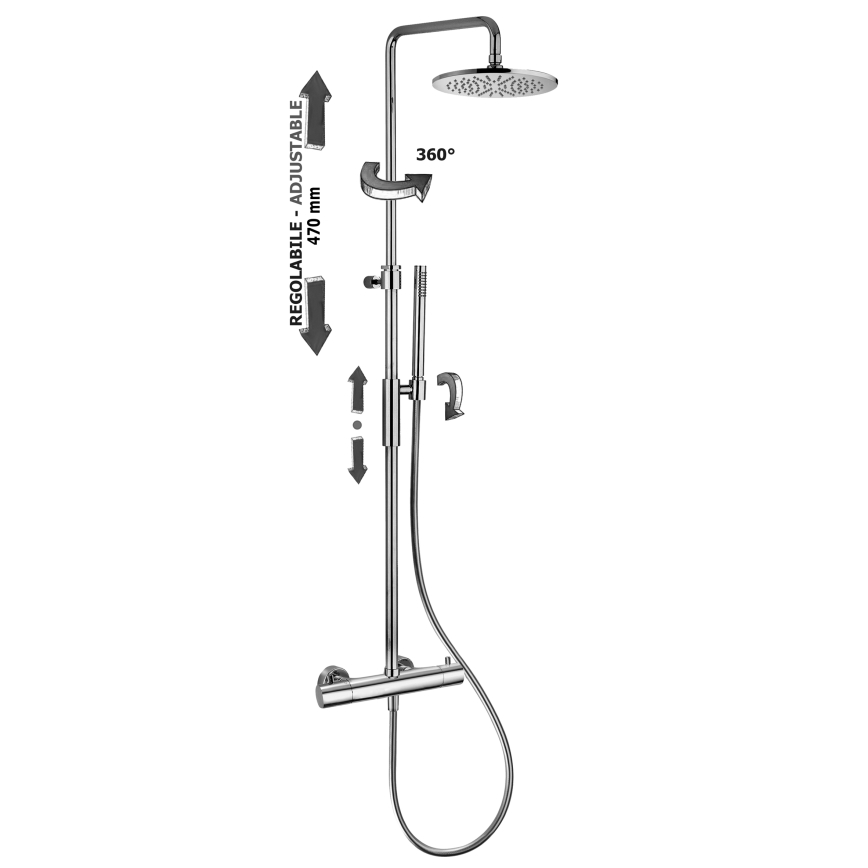 Paffoni - Douchesysteem met thermostatische mengkraan BIRILLO, glanzend chroom