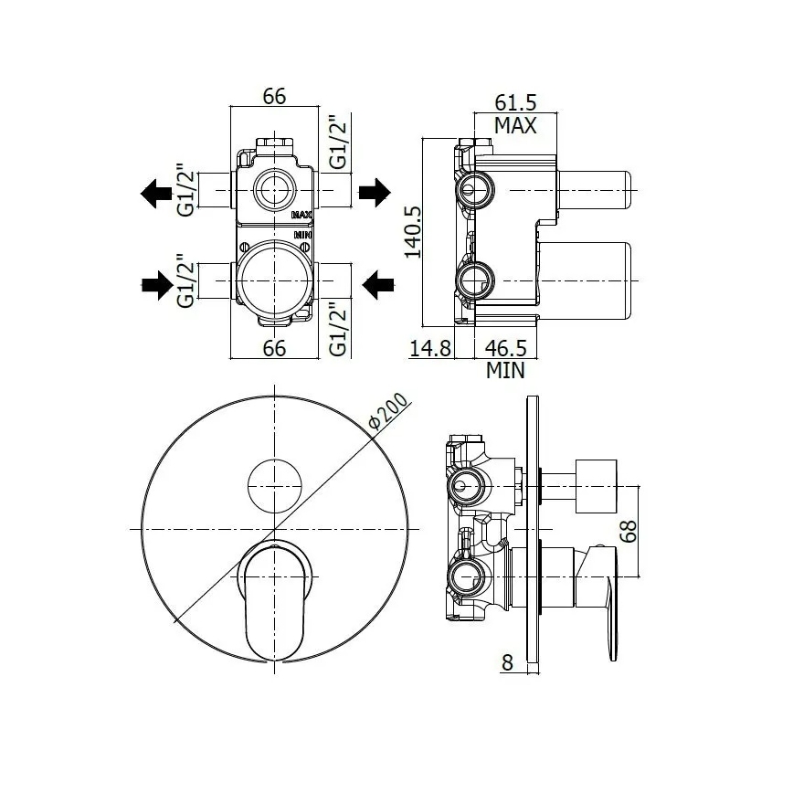 Paffoni - Inbouw douchemengkraan CANDY, hoogglans chroom